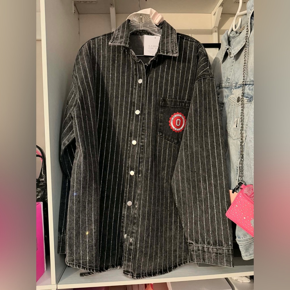Black Striped Button-Up Shirt